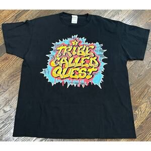 Vintage A Tribe Called Quest Graffiti Art Yellow Logo Rap Tee Made in USA Size